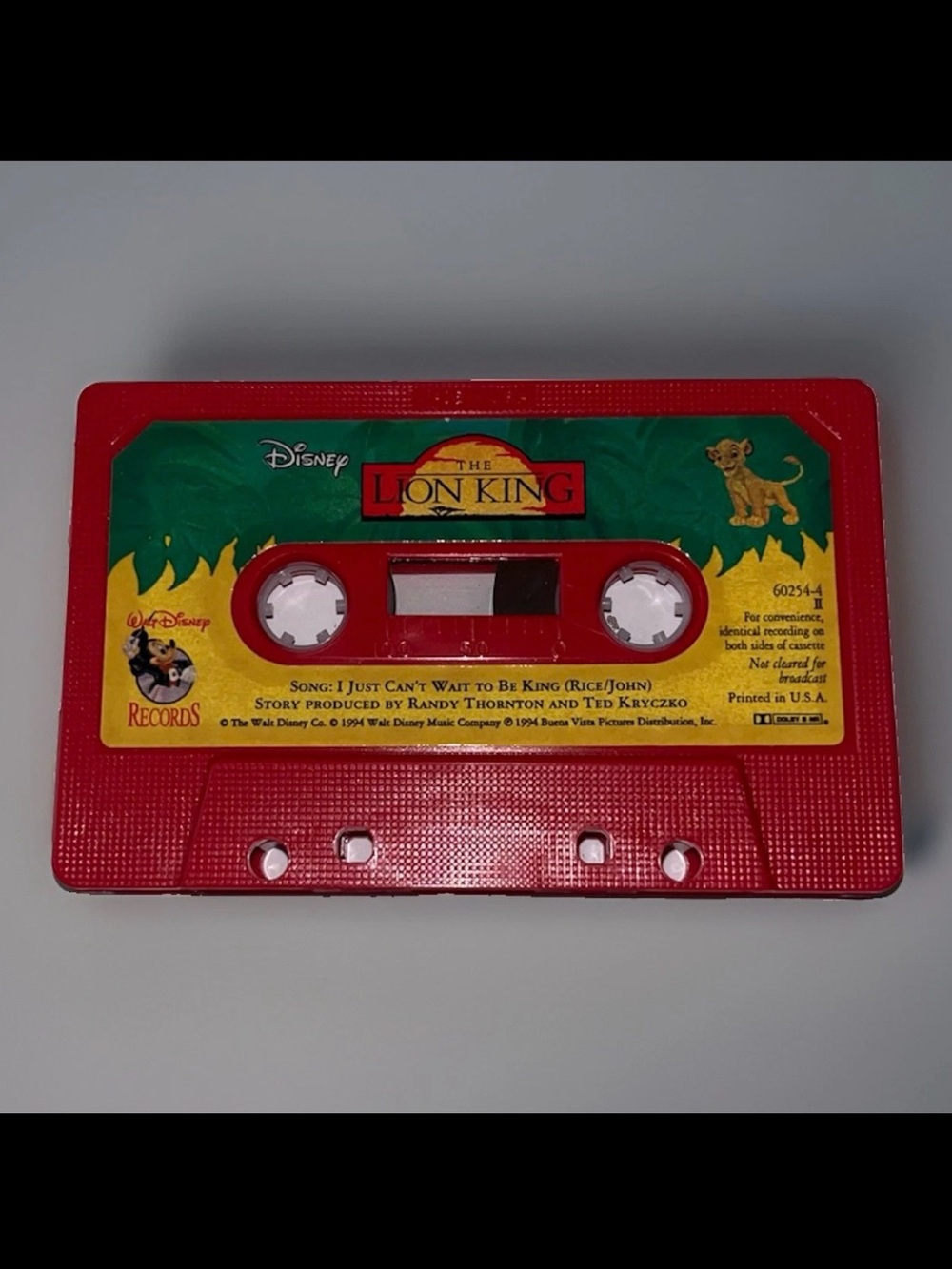 1994 Vintage Disney The Lion King Cassette “I Just Can’t Wait to Be King”Pre-Own